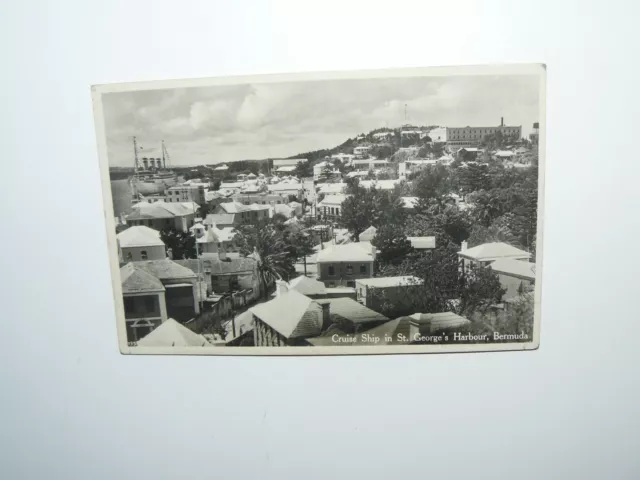 Cruise Ship in St Georges Harbour Bermuda Real Photo Postcard - 1935 - Chigwell