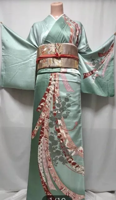 Japanese kimono  tsukesage HOUMONGI,FUKURO OBI,obiage,obijime.4set.silk100%.