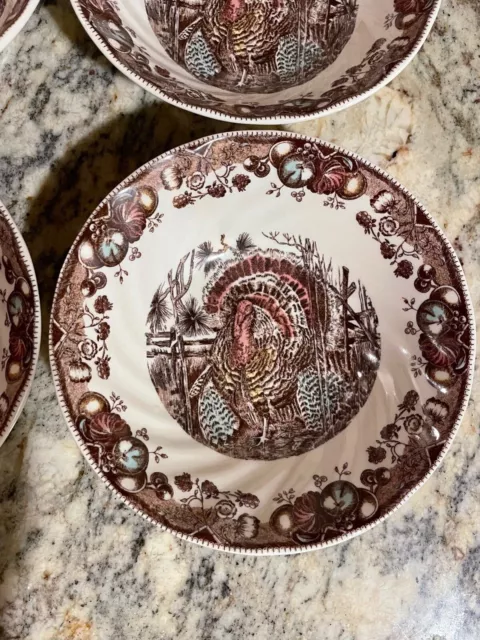 NWOT Johnson Brothers His Majesty Cereal Bowls 6” Set Of 4 Thanksgiving Turkey 3