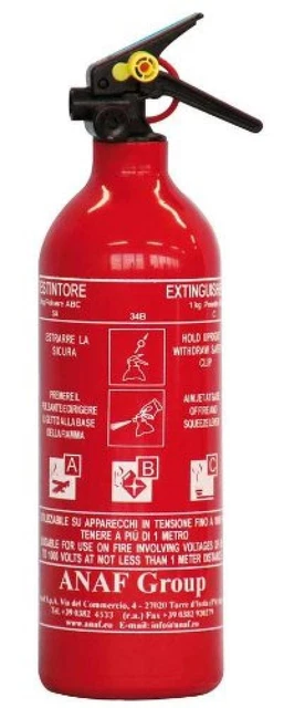 Cora 000126801 Estintore a Polvere 1 kg, Classe 5A 34B -C con Supporto - NUOVO