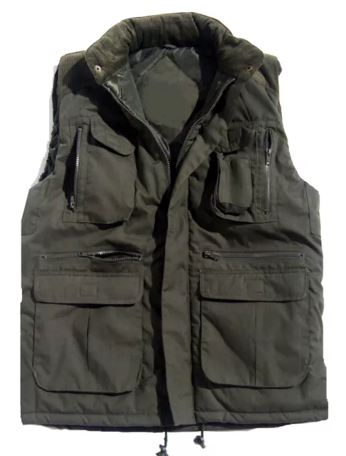MENS 10 POCKET BODY WARMER Gents olive green heavy duty padded jacket gilet