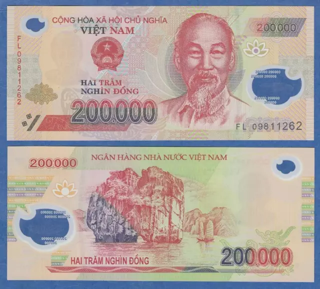 Vietnamese dong bank note 200000 (VND 200k) Brand New Genuine Uncirculated UNC