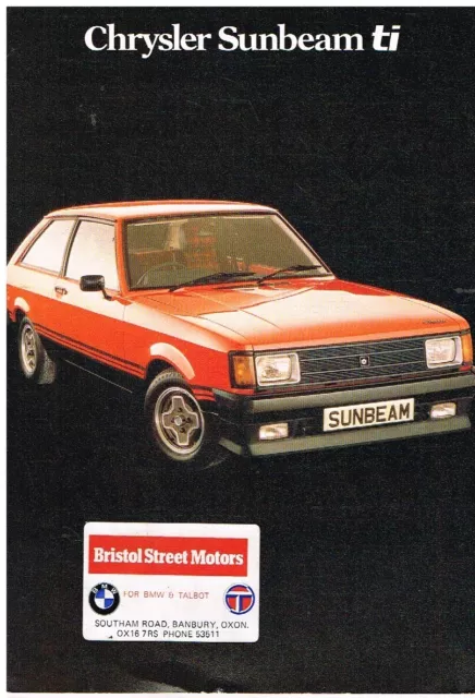 Chrysler Sunbeam Ti Original 1979 Factory Uk Sales Brochure