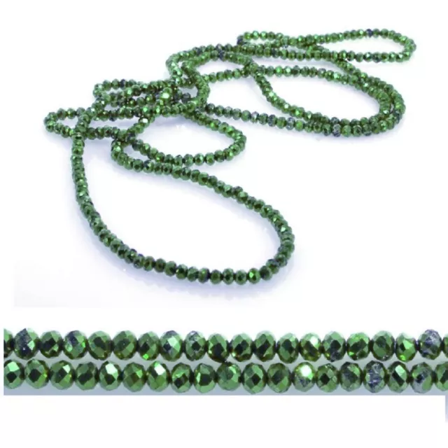 Verde Collana o Bracciale di cristalli Filo lungo elastico da donna,100cm C/04