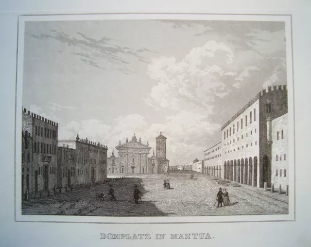 Mantua Mantova Dom Doma Italien Italia  echter  alter  Stahlstich 1842