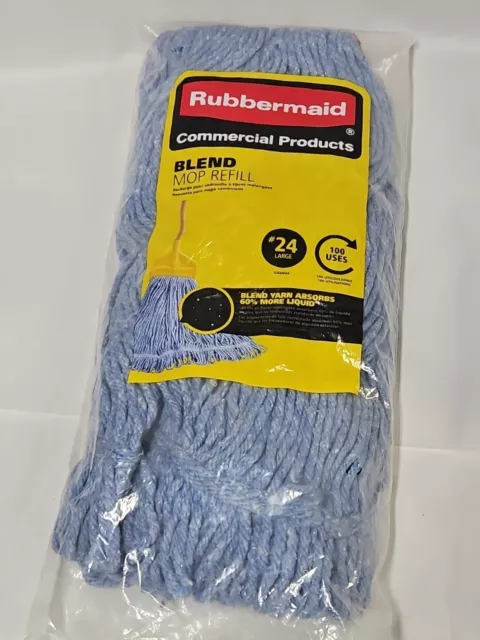 Rubbermaid Commercial Products #24 Blend Mop Head Refill. Factory Sealed Blue