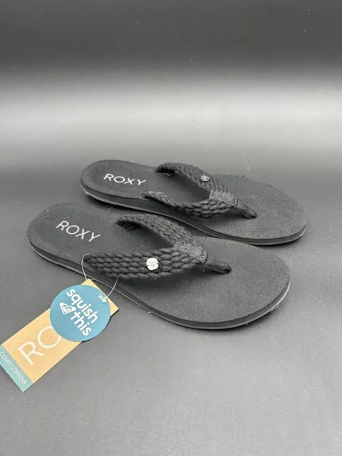 Roxy TIDEPOOL III Flip Flops Sandals BLACK Fabric Womens Size 9 BRAND NEW in Box