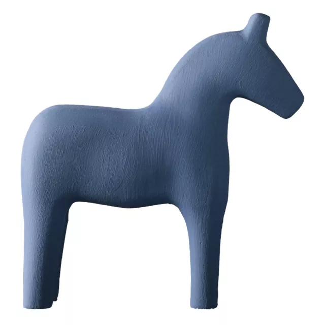 Wooden Horse Figurine Pinewood Hand Painted Horse Statue Decor(Blue Large) ◑