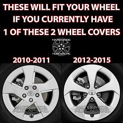 4 New 2010-2015 Toyota Prius 15" Wheel Covers Hub Caps Full Rim Snap on Hubs R15 2