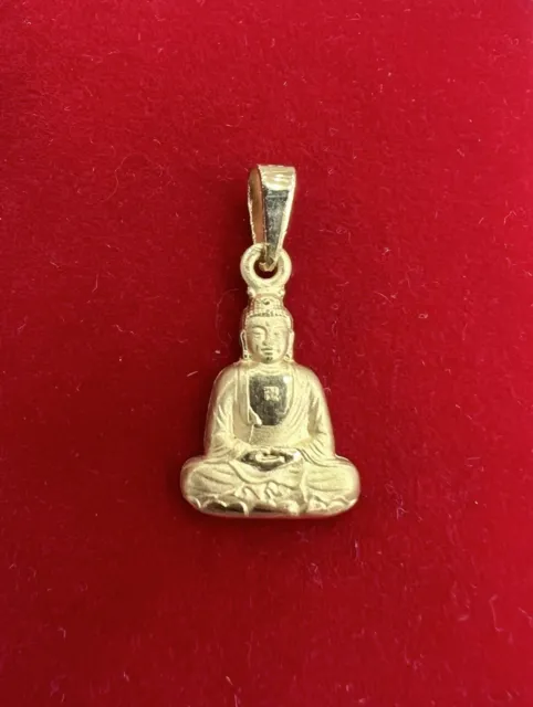 18K Solid Yellow Gold Buddha Pendant