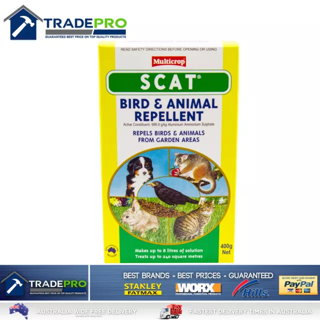 Scat Bird And Animal Repellent 400g Concentrate Dog  Cat Possum Vermin Deterrent