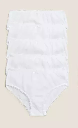 Biancheria intima slip per bambine scuola bianche confezione da 5 semplice 100% cotone