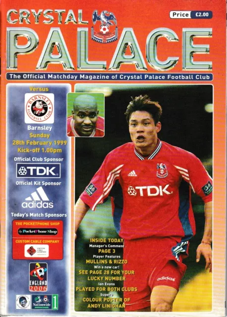 Crystal Palace v Barnsley programme, Division 1, February 1999