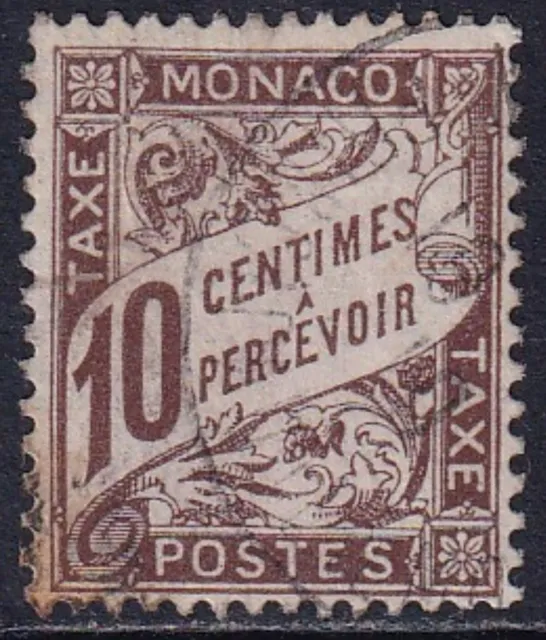 MONACO 1905-09 Postage Due 10c Sepia SG D32 Used (CV £180)