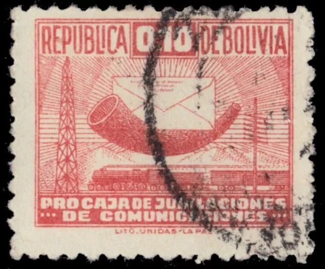 BOLIVIA RA3 - Symbols of Communication "1944 Postal Tax" (pb82709)
