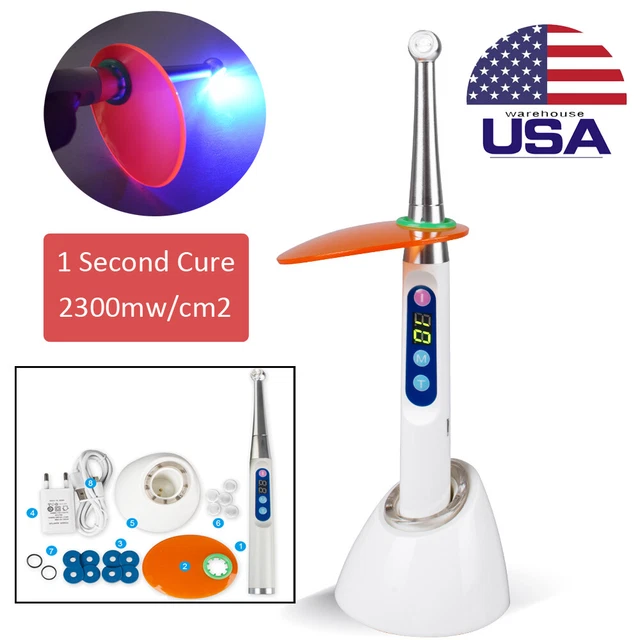 Cordless 1 Second Dental LED Curing Light Cure Lamp 2300mw/cm2 USB Charging CE