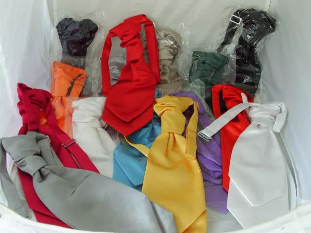 < SALE > 12 CHILDREN Assorted Colours Polyester Ruche Wedding Tie-Cravat-Pageboy
