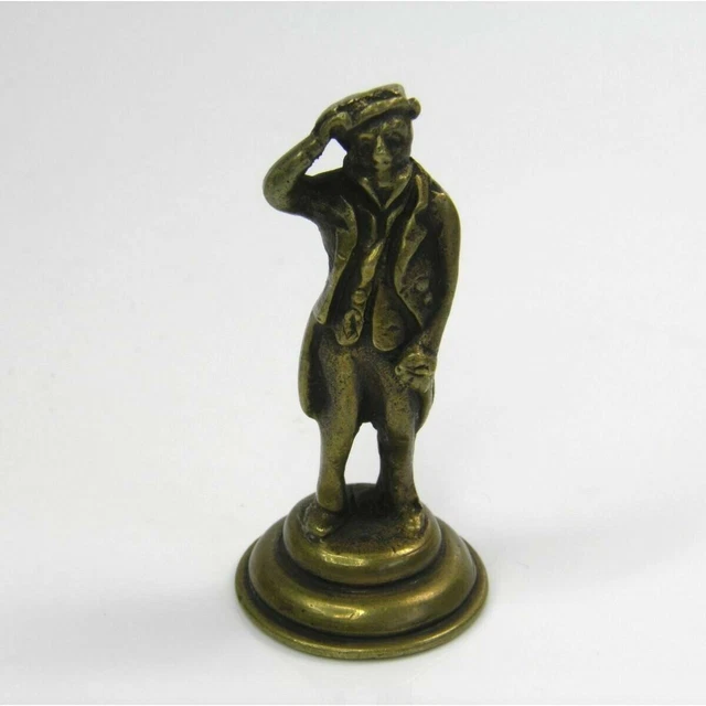 ANTIQUE BRONZE PIPE tamper seal figural of a gentleman wearing a hat 6