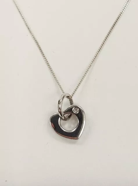 Warren James - Real Silver & Diamond - Heart Pendant & Chain - Preowned |  eBay