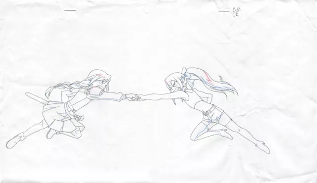 Fairy Tail Erza VS Mirajane OVERSIZED PAN Douga Sketch Anime Genga not Cel