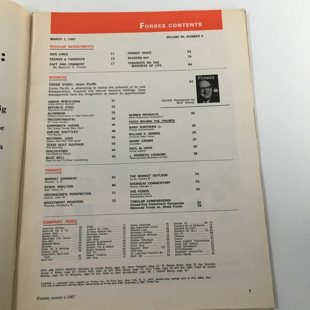 VTG Forbes Magazine March 1 1967 Union Pacific Railroad Frank Barnett 2