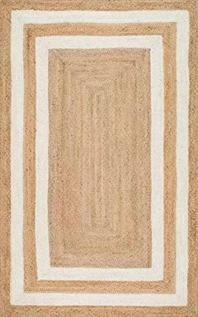 Tapis de couloir en jute naturel tressé tapis fait main réversible tapis de... 3