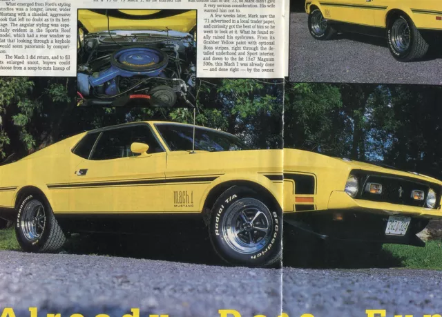1971 FORD MUSTANG MACH ONE RAM AIR 351 V8 2 pg COLOR Article $7.95 ...