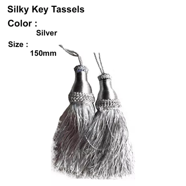 Silky Key Tassels, Cushions, Blinds,Bibles , Curtains,Silver