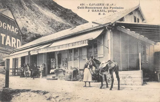 Cpa 65 Gavarnie / Cafe Restaurant Des Pyrenees / J.gabail Proprietaire