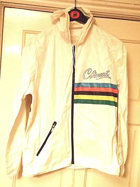 Clement World Champ Bands  Cycling Jacket With Hood Size Small Super Rare Retro