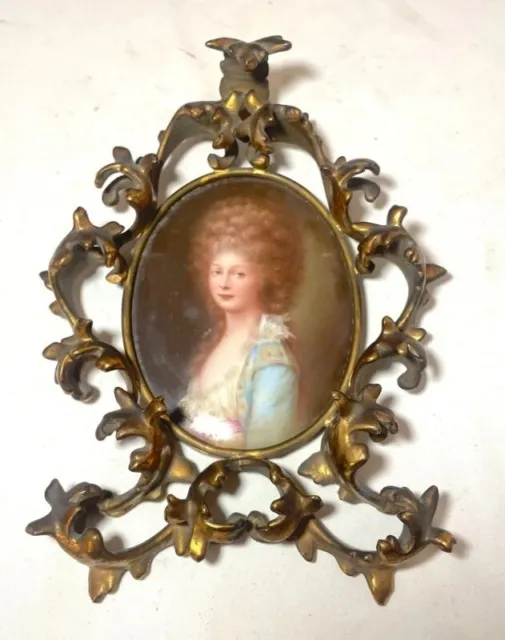 19th Century Antique Brass Picture Frame Baroque Louis Style Wall Photo Frame