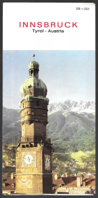 Vintage Innsbruck Tyrol Tirol Austria Illustrated Map Travel Brochure 1968