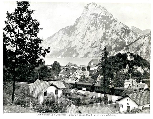 Original Eisenbahn Foto - Traunkirchen und Traunstein 1940, altes RVM-Foto