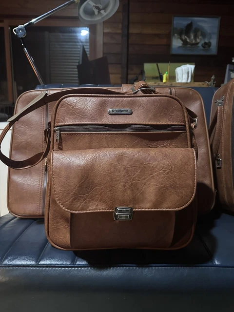 LOT of 3 S/M/L Vintage Leather Samsonite Sonora II Luggage Traveling Bag Brown