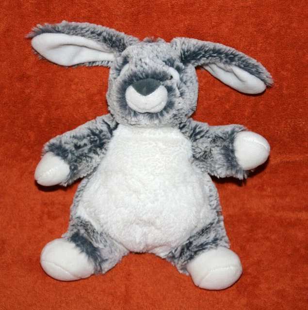 peluche lapin gris et blanc
