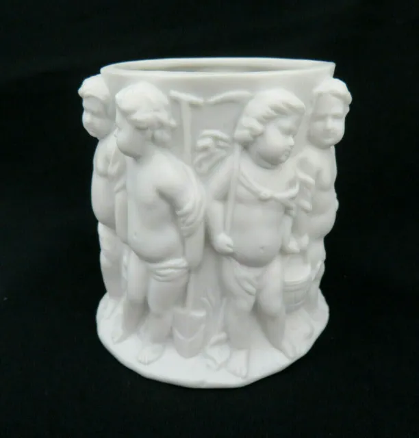 MMA White Parian Bisque Porcelain Vase "Cherubs in a Garden"