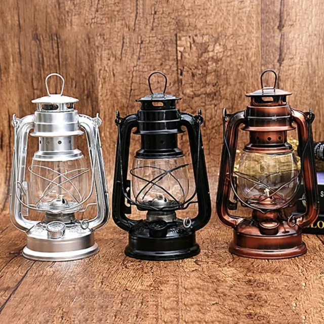 Retro Oil Lantern Lamp Portable Kerosene Hurricane Light Outdoor Camping Hiking