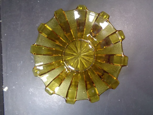 Lovely Art Deco Stolzle Amber Glass Serving Fruit Bowl