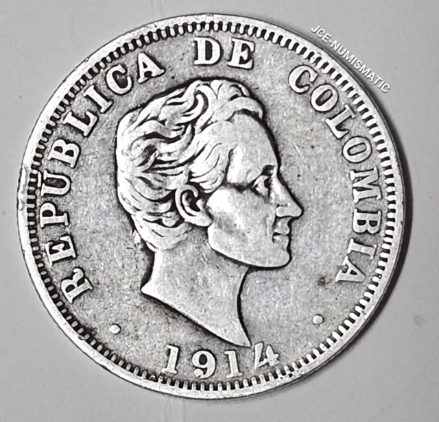 1914 -  50 Centavos Colombia Coin - Silver 0.900 - KM# 193.1 - 12,5 Grs. NICE!!!