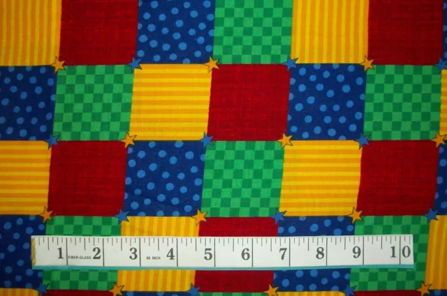 VTG Cranston Dreamworks Patchwork Print Cotton Fabric 1 yd 9" x 44"