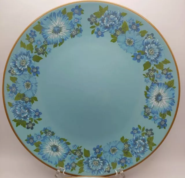 Set of 2 MCM Taylor Smith & Taylor Azura Blue Floral Large Dinner Plates 10.5"