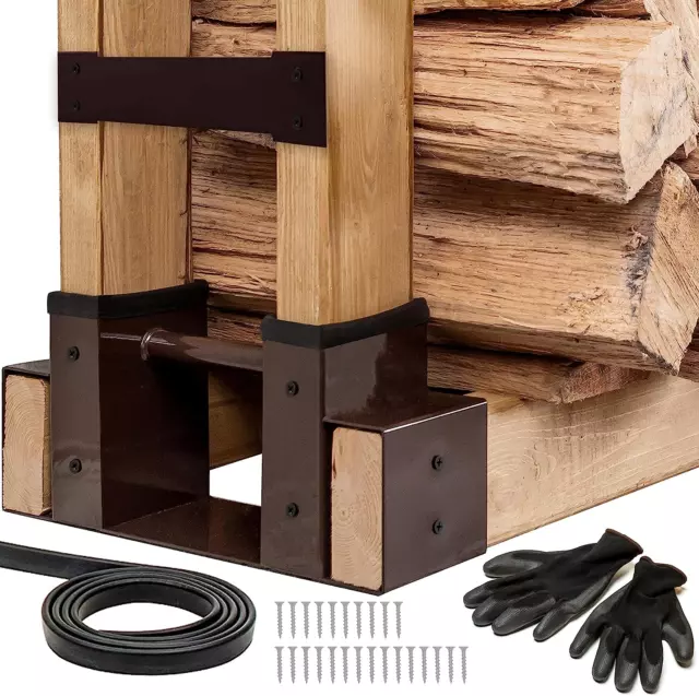 2Pack Firewood Bracket Rack Outdoor Fireplace Log Wood Storage Lumber Pile | Hea 2