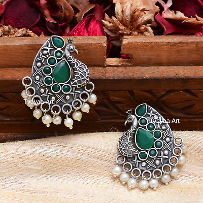 Ethnic Earrings Antique Silver Oxidized Boho Women Fashion Jewelry
