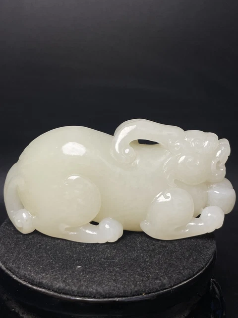Chinese Exquisite Handmade Brave Troops carving Hetian Jade Statue
