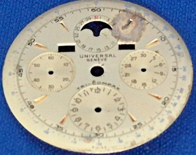 Cadran De Montre Universal Geneve Tri Compax Chronographe – 29,5 Mm, Occasion Pour Collection