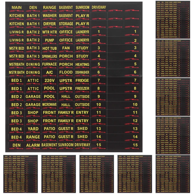 10 SHEETS CIRCUIT Breaker Decal Electrical Panel Labels Identify ...