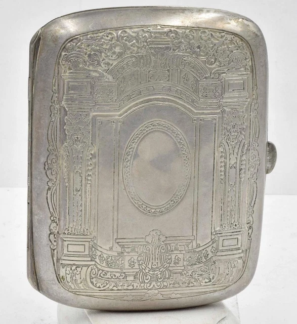 Antique Sterling Silver Engraved Hallmarked Curved Cigarette case 102.0 grams