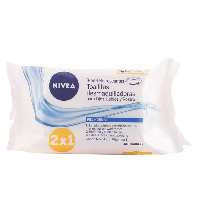 Nivea TOALLITAS DESMAQUILLADORAS ojos, labios & rostro PNM 40 u donna 40u
