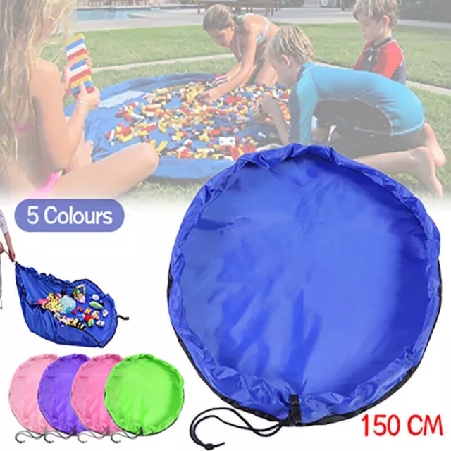 150cm Kids Play Mat Bag Portable Toy Storage Organizer Lego Toys Drawstring Bag