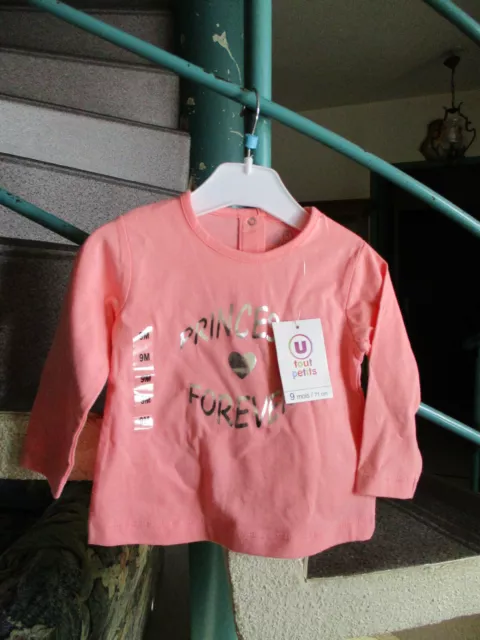 Tee-shirt rose Taille 9Mois Marque U Tout Petits Fille Neuf avec étiquette